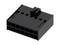 'Black plastic multi-socket plug, square in shape. On the left are the markings "MXM" and "10".'