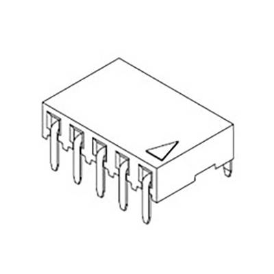 'Line drawing of an integrated circuit with eight pins and a triangle indicating Pin 1'