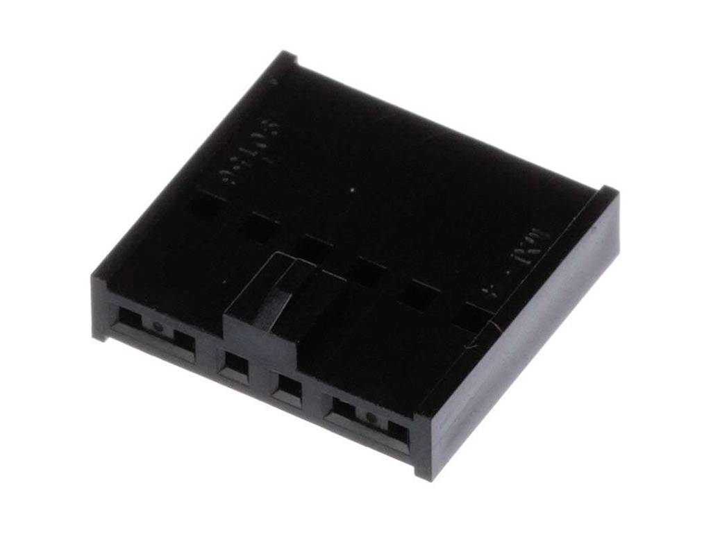 'Four-pole housing cover' in black, compatible with cable type 1.25, suitable for PCB mounting.