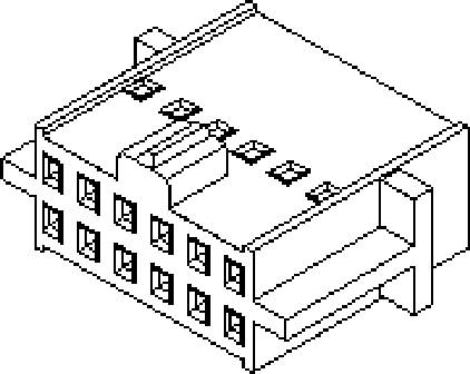 'Isometric drawing of a rectangular building with multiple windows and stairs on the side.'