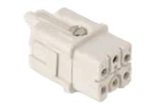 A white, multi-pole plug connector used for electrical cable connections. Ideal for use in household appliances.