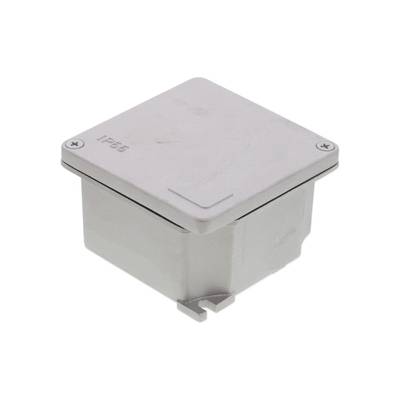 Silver-coloured stainless steel enclosure with a square cover and the 'IP66' marking in the top right corner, indicating protection against dust and water.