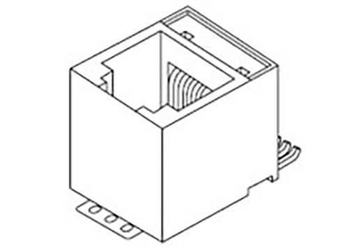 Line drawing of an electrical connector with a rectangular shape and wire openings on the side.