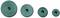 Four different-sized, green circles in a horizontal row, decreasing in size from left to right.
