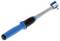 A blue and silver torque wrench with a black grip handle, designed for precision tightening of bolts and nuts.