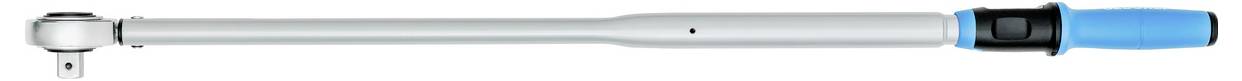 A torque wrench with a blue handle, used for applying precise torque to a fastener such as a nut or bolt, is shown horizontally.