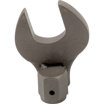 Metal spanner head without a handle, with an open jaw for tightening or loosening screws and nuts.