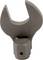 Metal spanner head without a handle, with an open jaw for tightening or loosening screws and nuts.