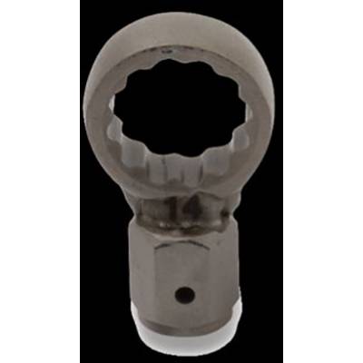 A metallic socket with a cylindrical shape and serrated inner surface. Suitable for hexagonal screw heads.