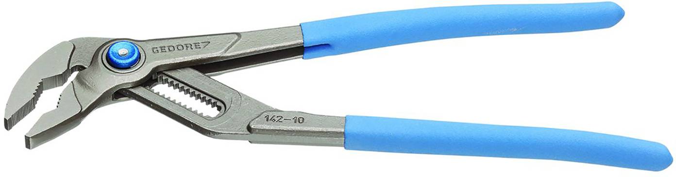 A water pump pliers with blue handles and adjustable jaw, suitable for gripping and turning pipes or nuts.