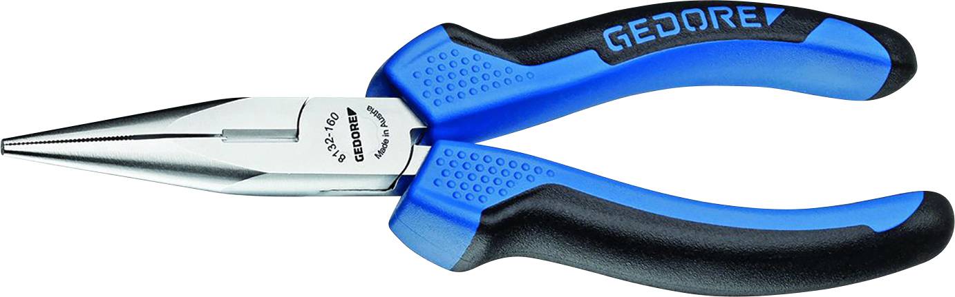 A pointed precision grab pliers with blue and black handles, suitable for precise work.