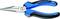 A pointed precision grab pliers with blue and black handles, suitable for precise work.