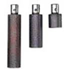 Three metal cylinders of different sizes, vertically arranged.