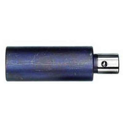 A cylindrical, dark blue corkscrew with a silver metal handle, positioned horizontally.