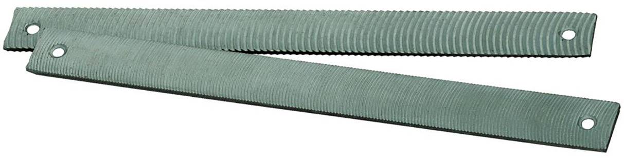 Two green files with ridged edges, lying on top of each other.