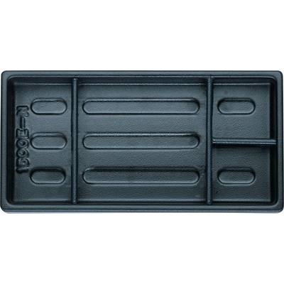 Black plastic compartmentalised tray with the 'FOOD-N' label on the side, designed for organising items.