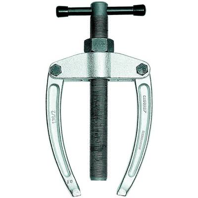 Two-armed puller, standard tool for removing stuck parts such as ball bearings or pulleys in machinery.