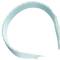 A light blue ribbon, formed in a loose arc, on a white background.