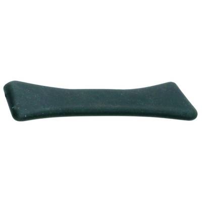 A black, narrow cylindrical object that looks like a small, curved cushion or pillow.