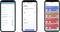 Three smartphone screens show control options for temperature sensors. Left: Set temperature limit. Centre: Define conditions. Right: Automated task overview.