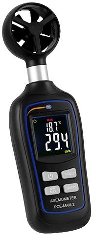 A digital anemometer shows a temperature of 18.7°C and a wind speed of 29.4 m/s.