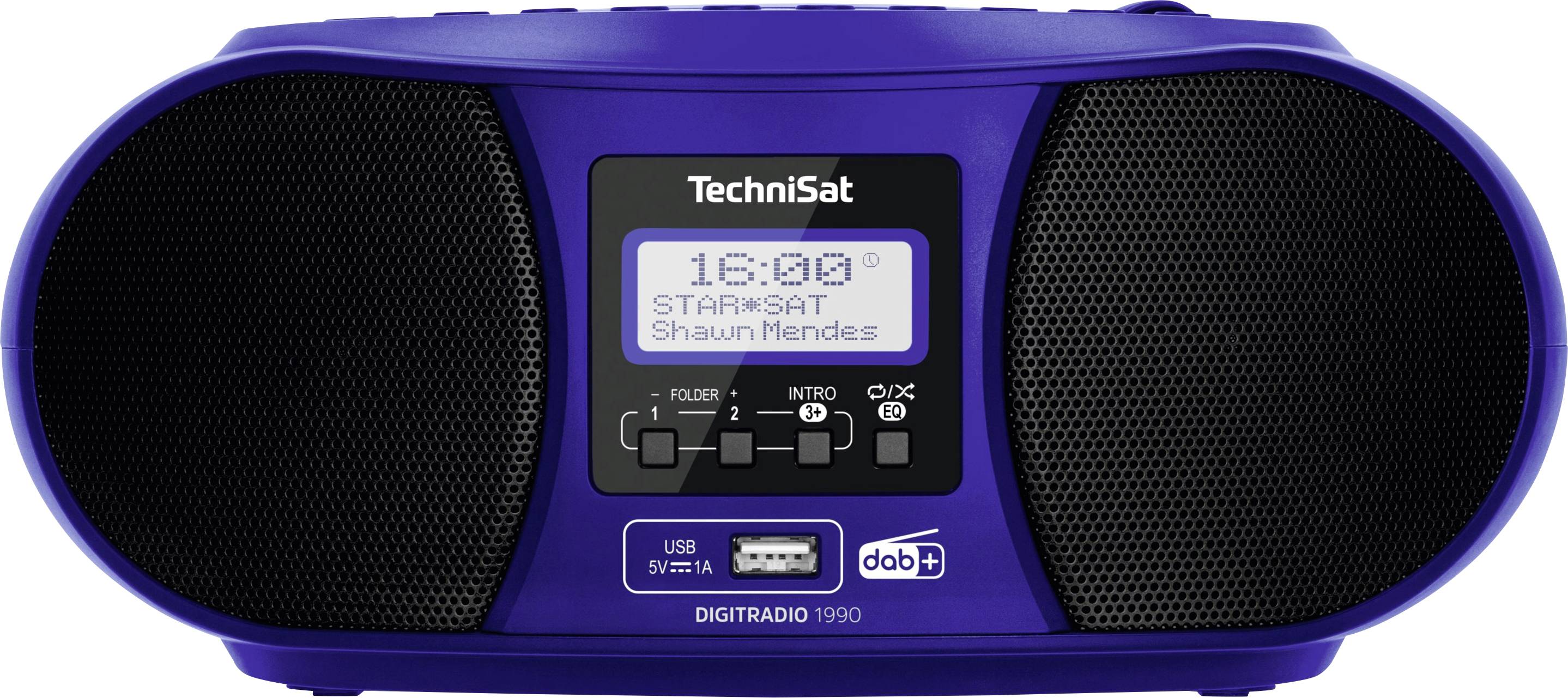 TechniSat DIGITRADIO 1990 Radio CD player DAB+, FM AUX, Bluetooth, CD, USB Battery charger, Alarm clock Blue
