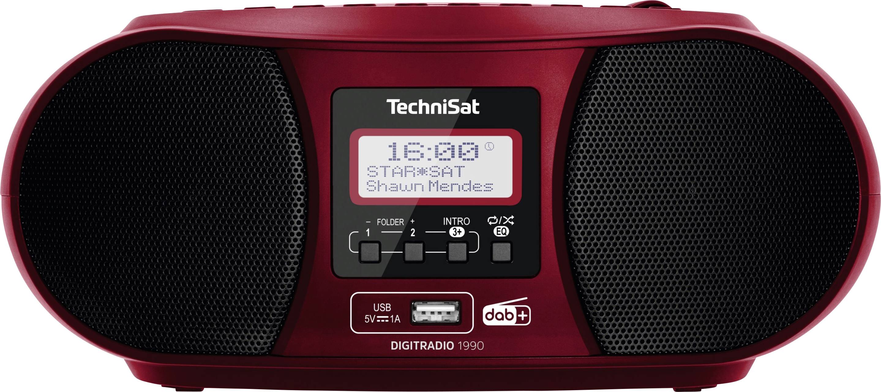 Image of TechniSat DIGITRADIO 1990 Radio CD player DAB+, FM AUX, Bluetooth, CD, USB Battery charger, Alarm clock Red