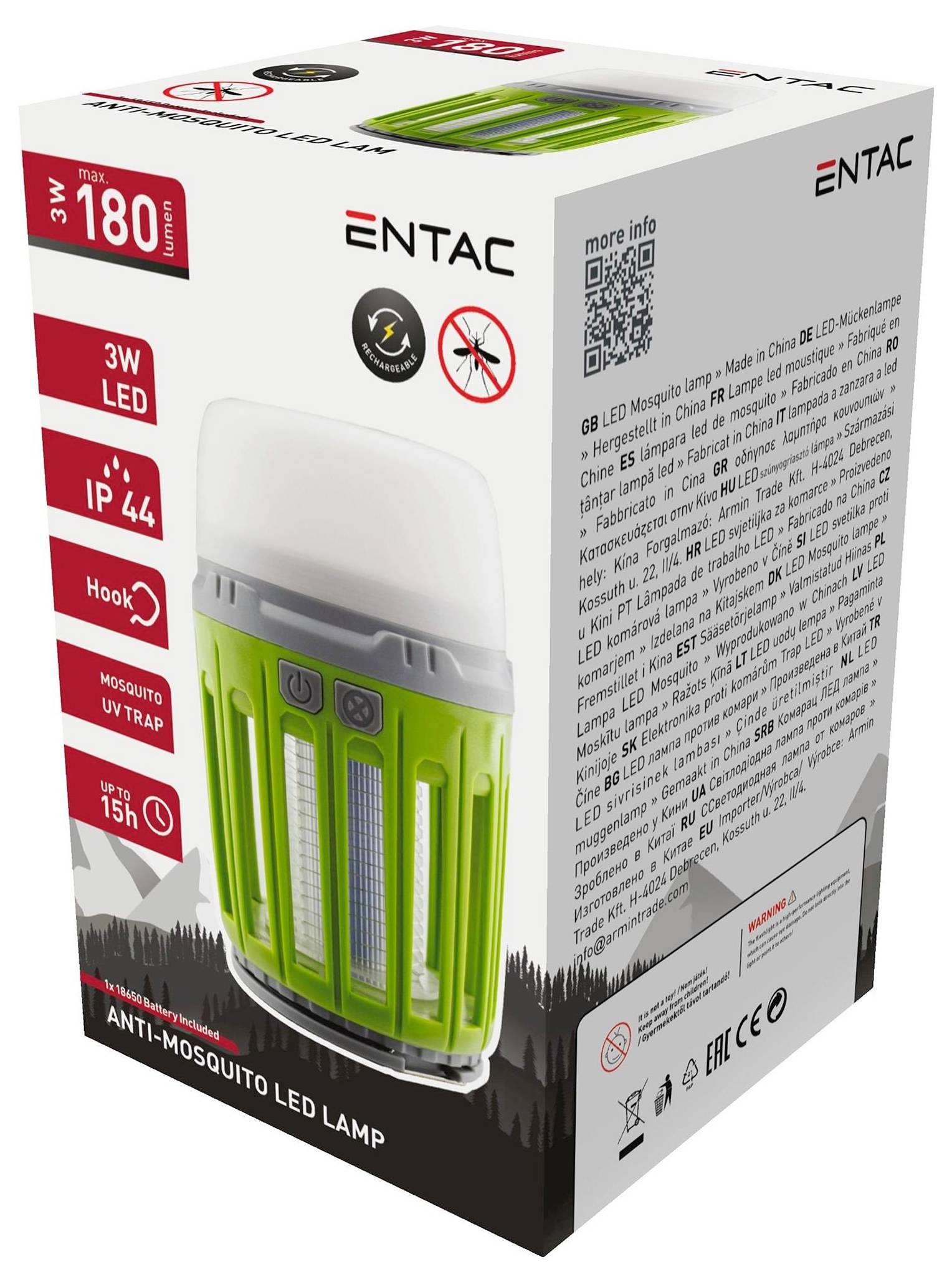 ENTAC Moskito ECL-MOSQ-PL UV fly trap UV light 3 W (Ø x H) 73 mm x 133 mm Green 1 pc(s)-3