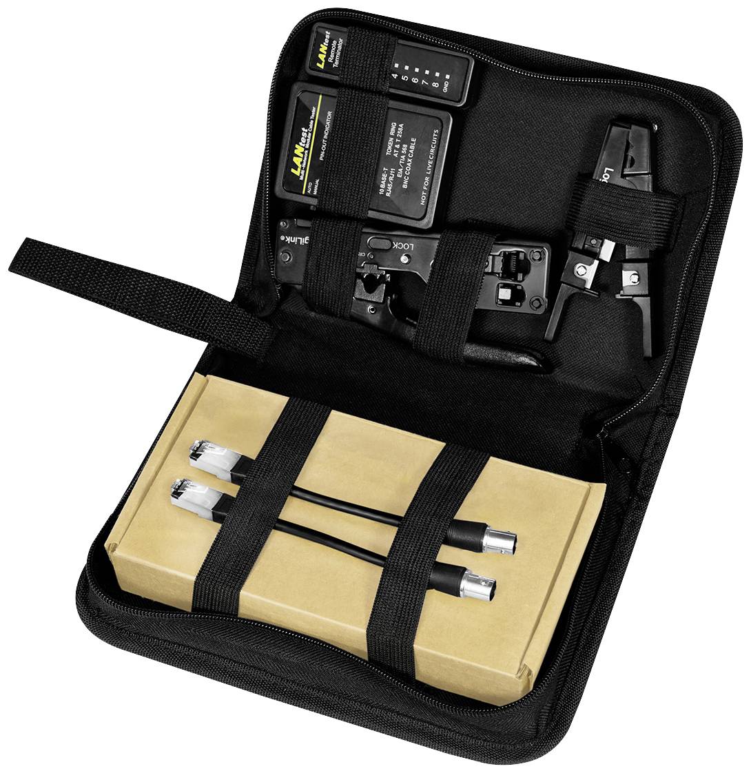Network tool set, 4-part, especially for CAT.6A & CAT.7 cable