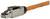 An orange network cable with a silver connector at the end, suitable for high-speed data connections.