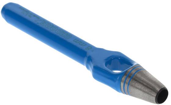 Blue metal drawing pin with 8 mm diameter, used for technical drawings.