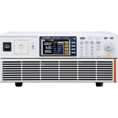 A white electronic device with a screen and control buttons displays measurements such as 'VOLTAGE 400.0', 'FREQUENCY 50.0 Hz'. A socket is located in the top left corner.