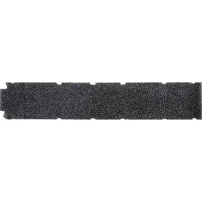 A black, structured strip with dense, fine bristles or fibres evenly distributed. Suitable for cleaning or polishing.