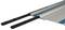 A silver metal cutting tool with blue accents and two black guide rails, likely designed for precise cuts.