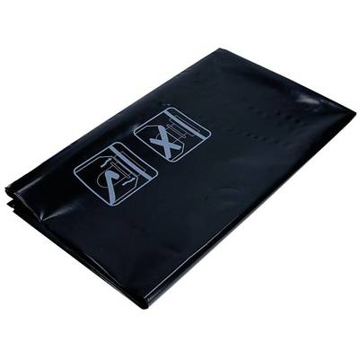 Black bin bag with symbols indicating it is not suitable for paper or glass.