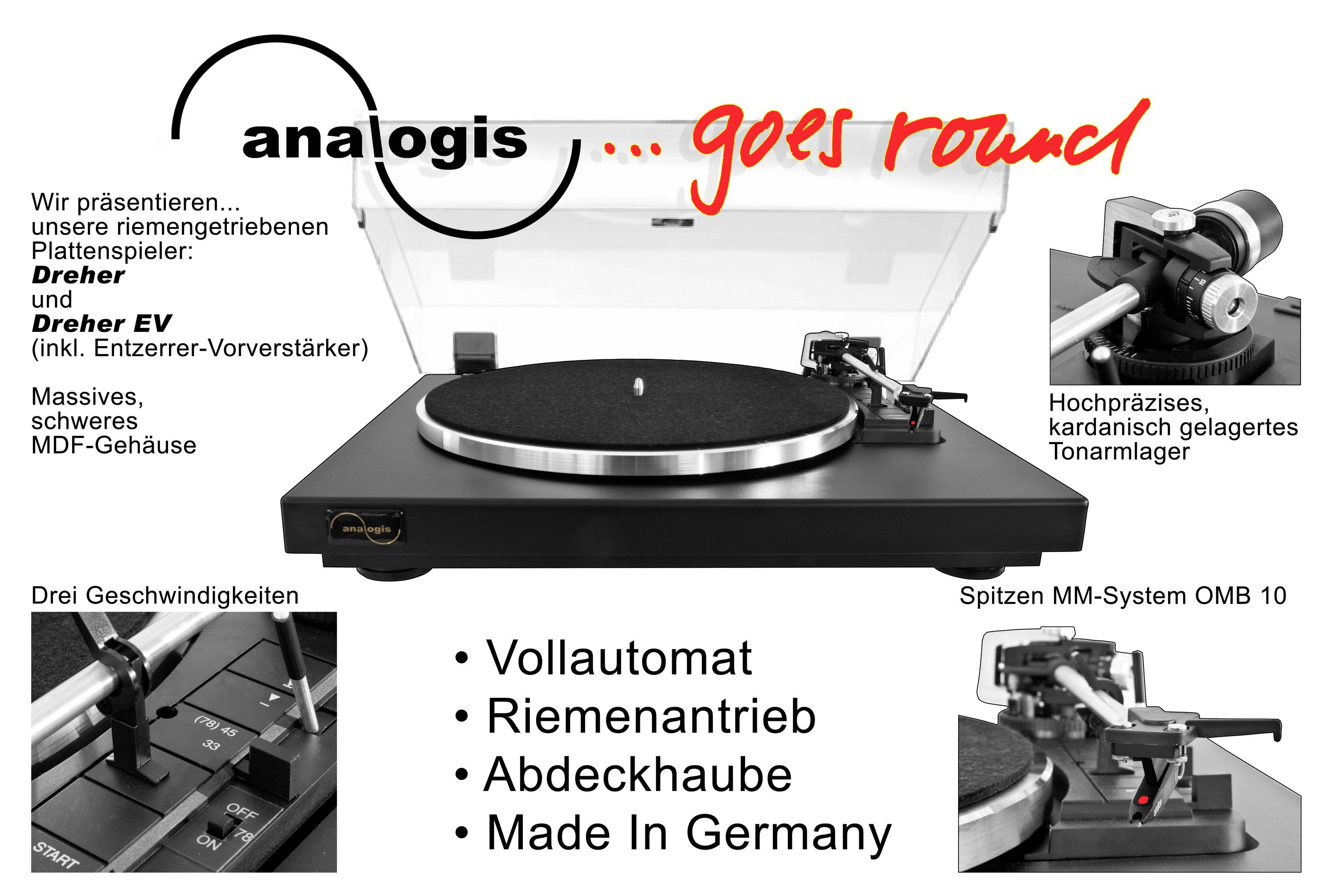 Analogis Dreher Plattenspieler Turntable type Belt drive Black-8