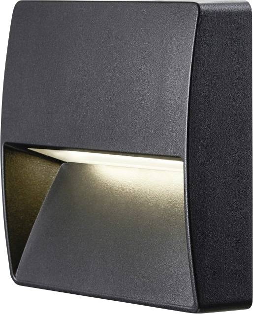 Black wall light with contemporary design and integrated lighting.