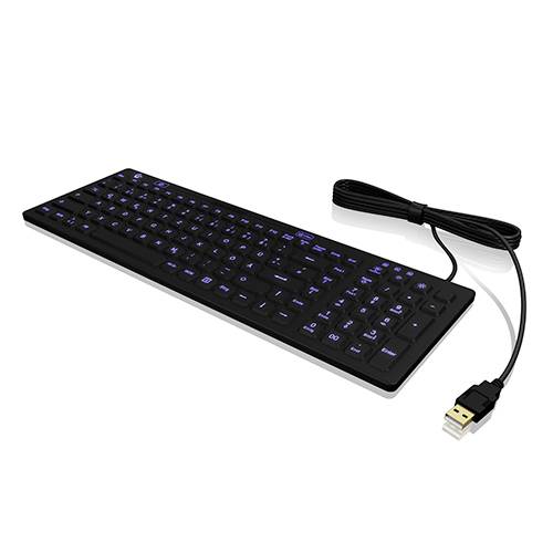 ICY BOX KSK-6031INEL-B Corded Antibacterial keyboard German, QWERTZ Black Dustproof, Splashproof, Backlit-1