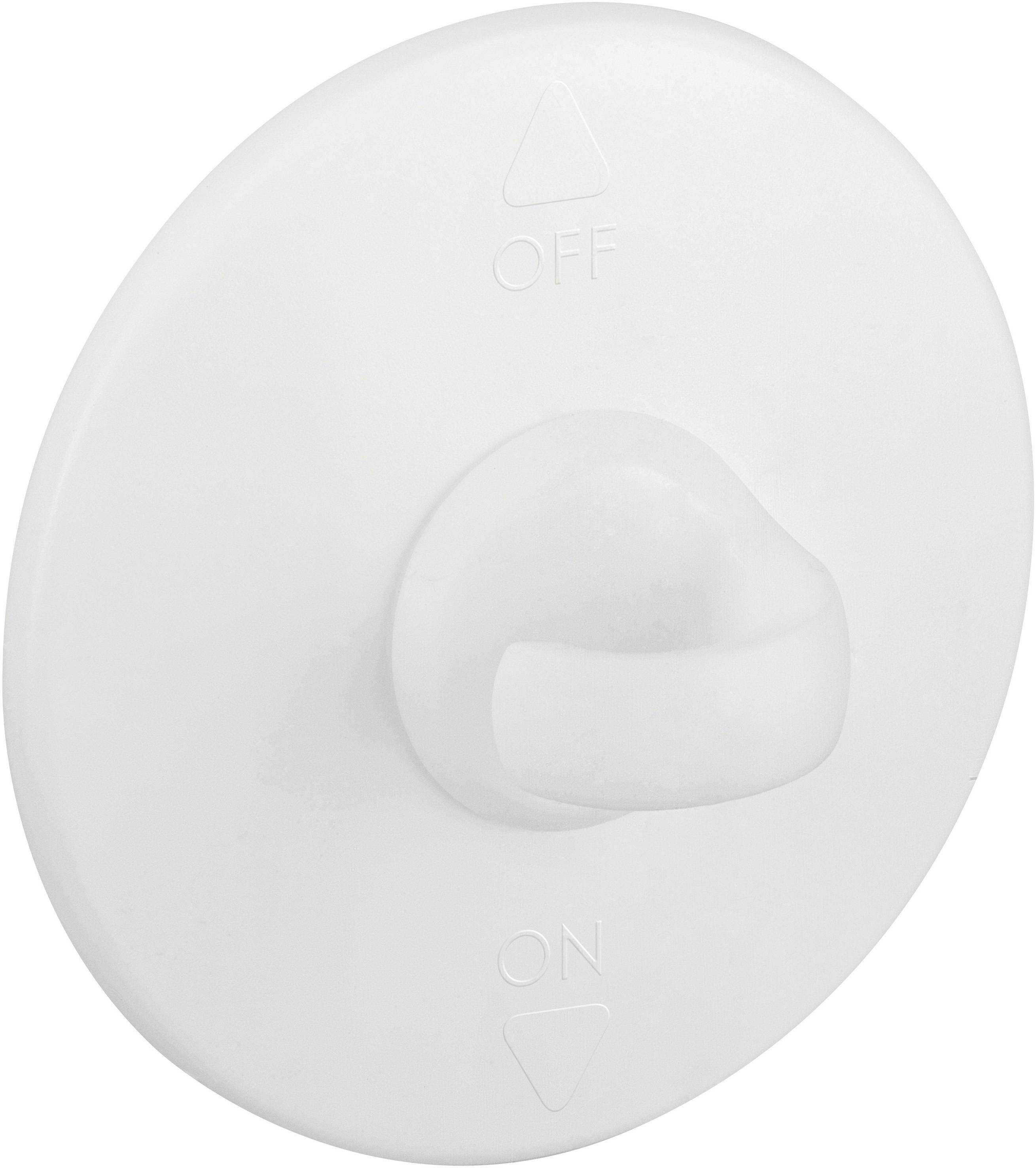 White rotary knob with 'OFF' labelled at the top and 'ON' labelled at the bottom.