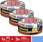 tesa extra power universal fabric tape in 3er pack - fabric reinforced Ductape for repairing, fixing, bundling, strengthening or sealing - black - 3 rolls each 25 m