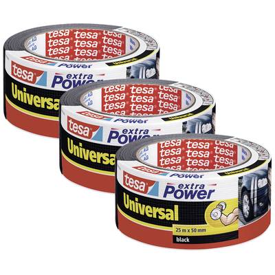 tesa extra Power® UNIVERSAL 56388 Cloth tape  Black (L x W) 25 m x 50 mm 3 pc(s)
