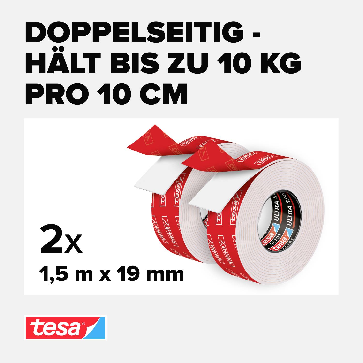 tesa ULTRA STRONG 55791 Industrial tape (L x W) 1.50 m x 19 mm 2 pc(s)-8