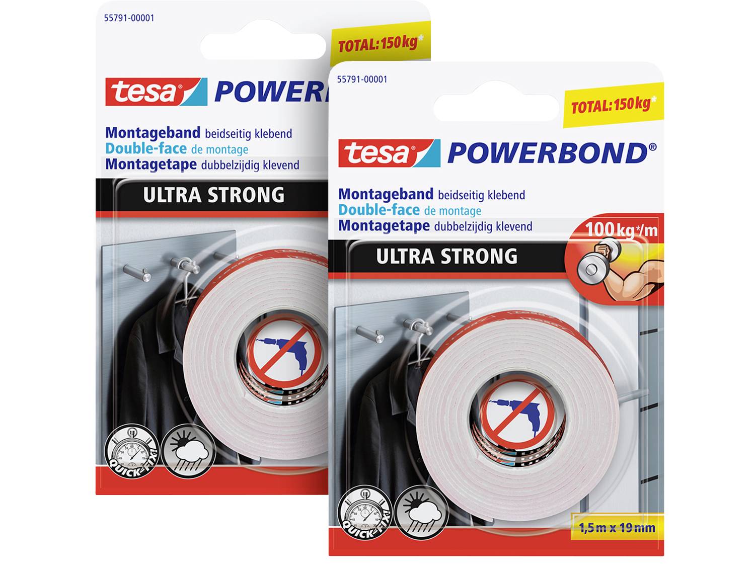 TESA Powerbond® 55791 Montageband Ultra Strong 1,5 m 19 mm 