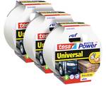 tesa extra power universal fabric tape in 3er pack - fabric reinforced Ductape for repairing, fixing, bundling, strengthening or sealing - white - 10 m x 50 mm