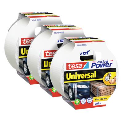 tesa UNIVERSAL 56348 Cloth tape  White (L x W) 10 m x 50 mm 3 pc(s)