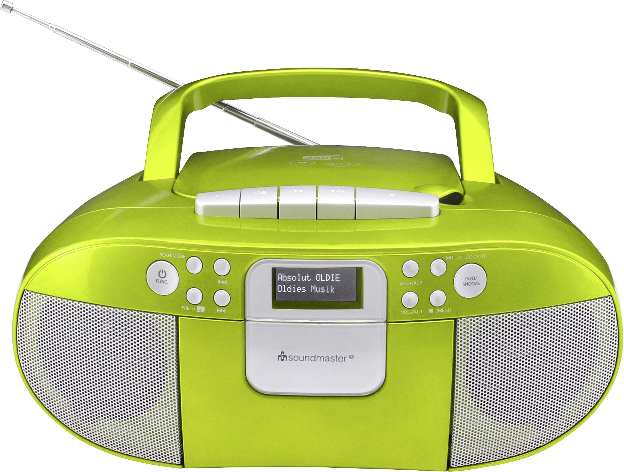 soundmaster SCD7800GR Radio cassette player DAB+, FM AUX, CD, Tape, USB Alarm clock Green-1