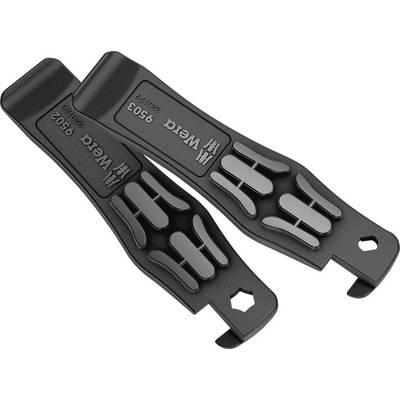 Two black plastic tyre levers with non-slip grips and embossed 'Wera' logo, suitable for easily lifting bicycle tyres.