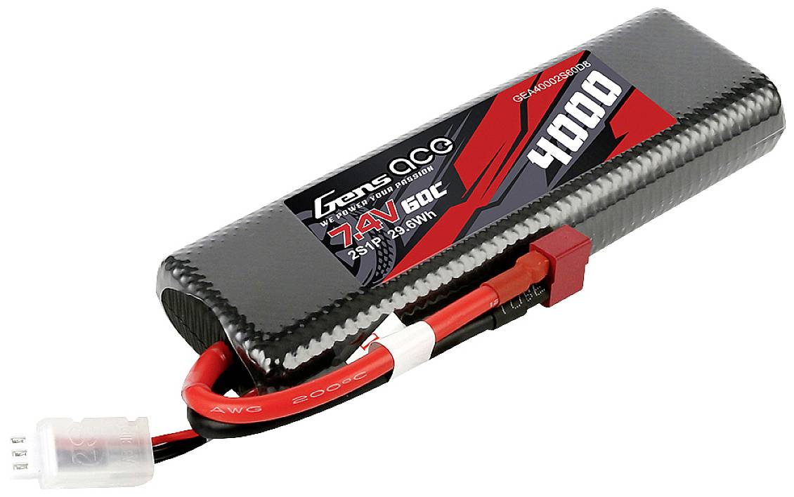 Lithium-Polymer battery with 4000 mAh capacity, 7.4 V voltage and 60C discharge rate, tailored for high-performance applications.