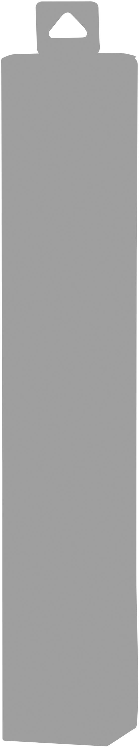 Long, narrow strip of fabric or material in grey, possibly a decorative item such as a bookmark.