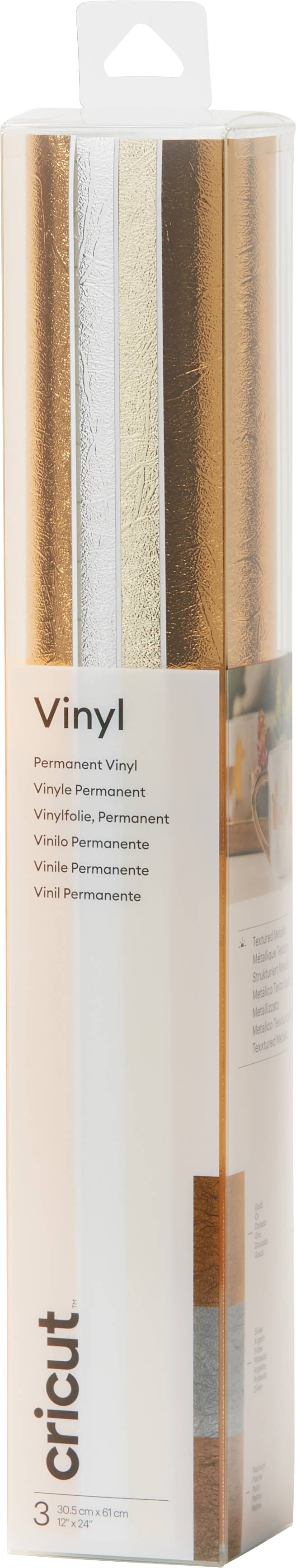 Image of Cricut Premium Vinyl Permanent Film Gold, Silver, Platinum